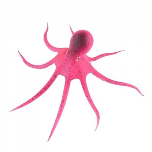 Декор Осьминог из силикона для аквариума, плавающий, Ф9х14см (розовый)